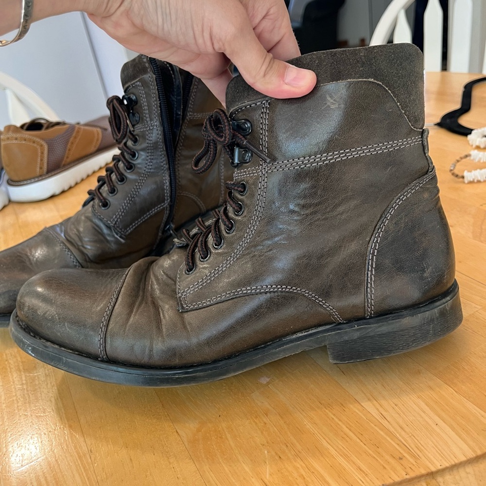 Aldo Brown Leather Boots with Rugged Design